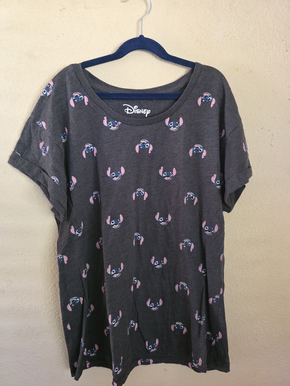 Disney Gray Women’s Stitch Face Allover Print Tee